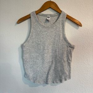 PINK Victoria's Secret Ribbed Cropped Tank Top Size Large Heather Gray